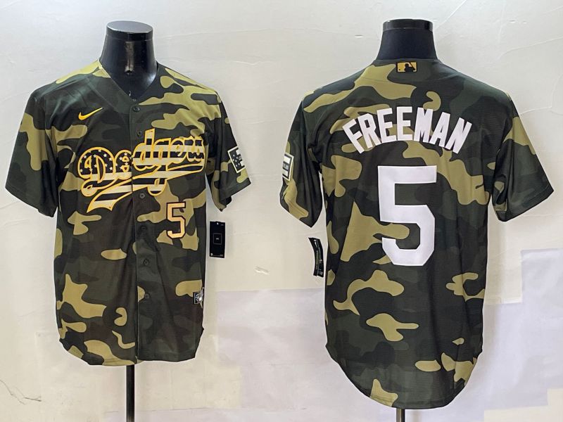 Men Los Angeles Dodgers #5 Freeman Camo Joint Name 2025 Nike MLB Jersey style 8